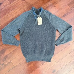 Men's Grey Knit Quarter-Snap Sweater